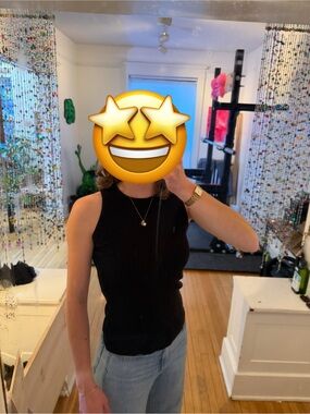 Mijeong Park Black Rib Knit Tank Top